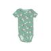 Carter's Short Sleeve Onesie: Green Floral Bottoms - Size 3-6 Month