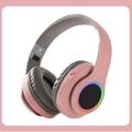 RBCKVXZ Headset Wireless Bluetooth 5.2 Over Ear Bluetooth Headphones with Colorful Breathing Light Foldable Noise Canceling Headphones Pink Ear Buds on Clearance