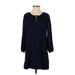 J.Crew Casual Dress - A-Line Keyhole 3/4 sleeves: Blue Print Dresses - Women's Size 2