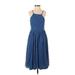 Lulus Casual Dress - A-Line Square Sleeveless: Blue Solid Dresses - Women's Size X-Small
