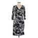 Ronni Nicole Casual Dress - Sheath V Neck 3/4 sleeves: Black Floral Dresses - Women's Size 6