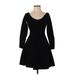 Club Monaco Casual Dress - Mini Scoop Neck 3/4 sleeves: Black Print Dresses - Women's Size Small