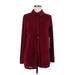 Nina Leonard Long Sleeve Blouse: Burgundy Tops - Women's Size Medium