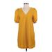 BB Dakota by Steve Madden Casual Dress - Shift V Neck Short sleeves: Yellow Solid Dresses - Women's Size X-Small