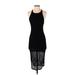Sparkle & Fade Casual Dress - Midi Crew Neck Sleeveless: Black Print Dresses - Women's Size Small