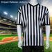 Mairbeon Court Uniform Striped Shape Short Sleeve V-neck Sweat Absorption Anti-Deformed Referee Wearing Polyester Fiber Sporting Goods Collared Referee Shirt for Sports