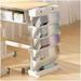 HOOMHIBIU 5-Layer Folding Bookshelf Open Mobile Magazine Rack with Wheels Multfunctional Utility Organizer Bookshelves for Office Living Room Home School