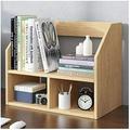 HOOMHIBIU Small Corner Bookcase Double Layer Desktop Bookshelf Office Wood Display Desktop Organizer Office Rack Countertop Bookcase Office Supplies Bookshelf/Bookshelves