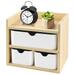 NewSoil Bamboo Desktop Organizer with 3 Drawers Mini Tabletop Craft Box Cosmetic Storage Drawer with Handle Portable Desk Letter Mail Sorter for Office Supply Toiletries 20x14x19.5cm