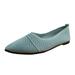 WILLBEST Tennis Shoes Womens Wide Width Ladies Hollow Breathable Solid Color Pointed Head Mesh Flying Weaver Shallow Mouth Flat Bottom Casual Comfortable Large Size Single Shoes Casual Shoes