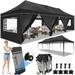 HOTEEL 10x30 Pop Up Canopy Tent with 8 Sidewalls UPF 50+ Windproof 2000+Waterproof Wedding Event Tents for Outdoor Events Camping Wedding Party Parties Canopy with Roller Bag Black