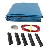 SET SunSolar Energy Technologies- Super Duty series Above Ground Solid Pool Cover for 16x25 Ft Oval Swimming Pool - Winter Pool Cover with Sturdy Cable and Winch 15-Yr warranty. Cover Clips Included.