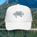 Bass Fishing Foam Trucker Hat Largemouth Bass Trucker Hat Bass Fisherman Trucker Hat Bass Fishing Dad Hat - Embroidered (White)