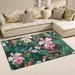 GZHJMY Tropical Flower Non Slip Area Rug for Living Dinning Room Bedroom Kitchen 1.7 x 2.6 (20 x 31 Inches / 50 x 80 cm) Palm Tree Nursery Rug Floor Carpet Yoga Mat