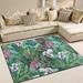 GZHJMY Tropical Floral Non Slip Area Rug for Living Dinning Room Bedroom Kitchen 4 x 5 (48 x 63 Inches / 120 x 160 cm) Palm Tree Nursery Rug Floor Carpet Yoga Mat