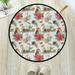 GZHJMY Merry Christmas Anti Fatigue Round Area Rug Winter Floral Bird Non Slip Absorbent Comfort Round Rug Floor Carpet Yoga Mat for Entryway Living Room Bedroom Sofa Home Decor (3 in Diameter)