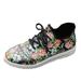 WILLBEST Tennis Shoes Womens Wide Width Women Flat Bottom Lace Up Casual Sports Shoes New Flower Print Outdoor Comfortable Casual Shoes