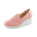 WILLBEST Tennis Shoes Womens Ladies Fashion Breathable Solid Color Leather Round Toe Wedge Heel Thick Sole Casual Shoes