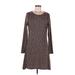 MICHAEL Michael Kors Casual Dress - A-Line Scoop Neck Long sleeves: Brown Print Dresses - Women's Size Medium