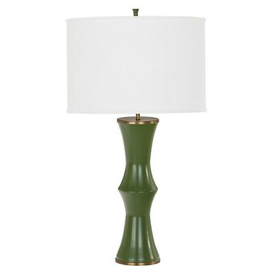 Li Table Lamp with Shade - Blue with Box Pleat White Linen Shade - Ballard Designs