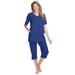 Plus Size Women's Capri Lounge Set by Dreams & Co. in Ultra Blue (Size 34/36)