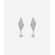 CZ by Kenneth Jay Lane Rhodium-Plated Glass Pearl and Cubic Zirconia Baguette Drop Earrings ONE
