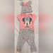 Disney Matching Sets | Disney Baby Minnie Mouse Leopard Print Set With Matching Hat | Color: Gray/Pink | Size: 3-6mb