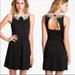 Free People Dresses | New Free People Black Waffle Knit Laced Collar Open Back Dress S | Color: Black/White | Size: S