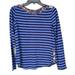 Anthropologie Tops | Anthropologie Xs Postmark Laurelwood Striped Top Contrast Floral Button Blue | Color: Blue | Size: Xs