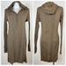 Athleta Dresses | Athleta Ribby Sweater Dress Hooded Womens Large Brown Organic Cotton Wool Blend | Color: Brown | Size: L