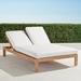 Calhoun Double Chaise with Cushions in Natural Teak - Emilia Damask Moss - Frontgate