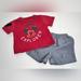 Disney Matching Sets | Disney Baby Mickey Mouse 6/9m Graphic Tee & Shorts Set | Color: Blue/Red | Size: 6-9mb