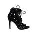 Aldo Heels: Strappy Stilleto Boho Chic Black Print Shoes - Women's Size 7 1/2 - Peep Toe
