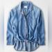 American Eagle Outfitters Tops | American Eagle Ae Oversized Denim Button Up Shirt ~ Tie Up Jean Shirt Blouse Top | Color: Blue | Size: Xs