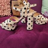 Kate Spade Shoes | Kate Spade White Black Polka Dot Sandal Heels New 6.5b Optic White Delight | Color: Black/White | Size: 6.5