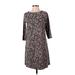 J.Jill Casual Dress - Shift High Neck 3/4 sleeves: Burgundy Dresses - Women's Size X-Small Petite