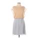 Charming Charlie Casual Dress - Mini Scoop Neck Short sleeves: Gold Color Block Dresses - Women's Size Large