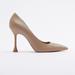Zara Shoes | Nwt. Zara Beige Leather High Heel Stiletto Pumps. Size 9. | Color: Tan | Size: 9