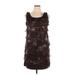 R&M Richards Casual Dress - Mini Scoop Neck Sleeveless: Brown Dresses - Women's Size 14