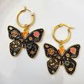 Free People Jewelry | Celestial Butterfly Hoop Earrings | Color: Black/Gold | Size: Os