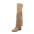 Wedge Heel Shoes Women's Summer Dresses Autumn and Winter Long Boots Women's British Retro Knee Boots Flat Casual National Style Keep Warm Tassel Boots Shoes Women Autumn Boots, a, 9 UK