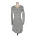 Ann Taylor LOFT Casual Dress Scoop Neck Long sleeves: Gray Solid Dresses - Women's Size 2X-Small Petite