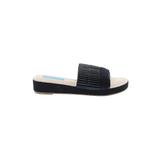Comfort Corner Wedges: Slide Platform Boho Chic Blue Solid Shoes - Women's Size 9 - Open Toe