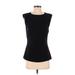 DKNY Sleeveless T-Shirt: Black Solid Tops - Women's Size Small