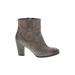 Clarks Boots: Gray Print Shoes - Women's Size 8 1/2 - Almond Toe