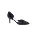 Stuart Weitzman Heels: Slip On Stilleto Work Black Solid Shoes - Women's Size 7 1/2 - Pointed Toe