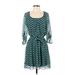 Gabriella Rocha Casual Dress: Teal Chevron Dresses - Women's Size X-Small