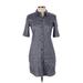 Theory Casual Dress - Shirtdress Collared 3/4 sleeves: Gray Print Dresses - Women's Size 00