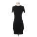 Trafaluc by Zara Casual Dress - Bodycon Crew Neck Short sleeves: Black Print Dresses - Women's Size Small