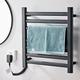 GRASKY Heated Towel Rail, Bathroom Heated Towel Rail, Anthracite Electric Curved Heated Towel Rail Bathroom Radiator Wall-Mounted Modern Bathroom Radiator, White (Black Left line) wwyy